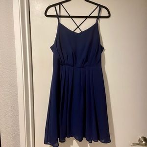 Adelyn Rae Navy Dress with Crossing Straps